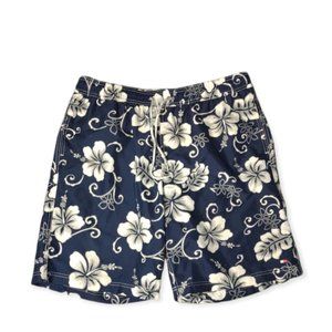 Tommy Hilfiger Blue White Hibiscus Print Swim Trunks Lined Men's XL